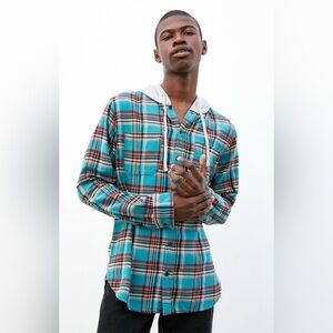 PACSUN Hooded Flannel- Green